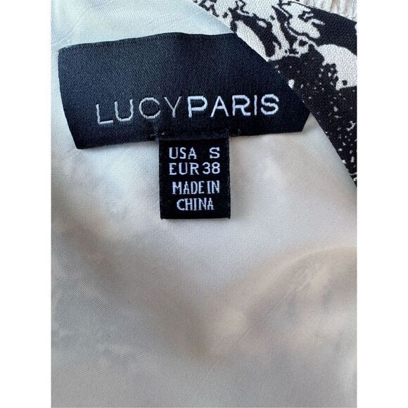 Lucy Paris Women’s small black cream maxi dress puff sleeve romantic - Picture 6 of 8